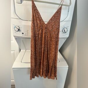Pink Lily Floral Mini Dress in Rust